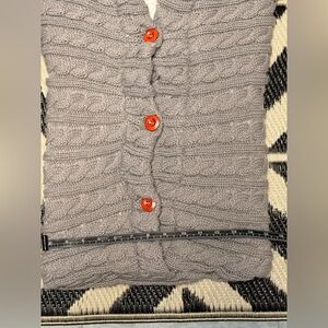 Gray Cable Knit Sweater with brown Buttons